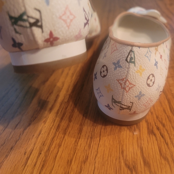 Louis Vuitton White Multi Color Monogram Logo Leather Flats Loafers Shoes - Picture 7 of 13